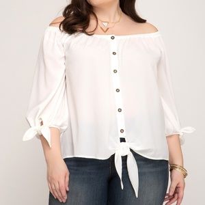 PLUS Size She + Sky Off the Shoulder Top
